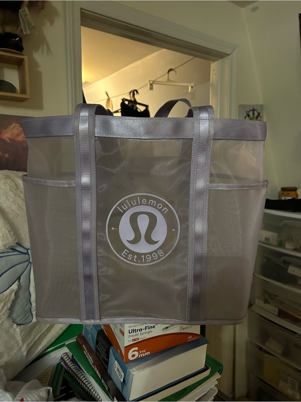 lululemon lavender mesh tote